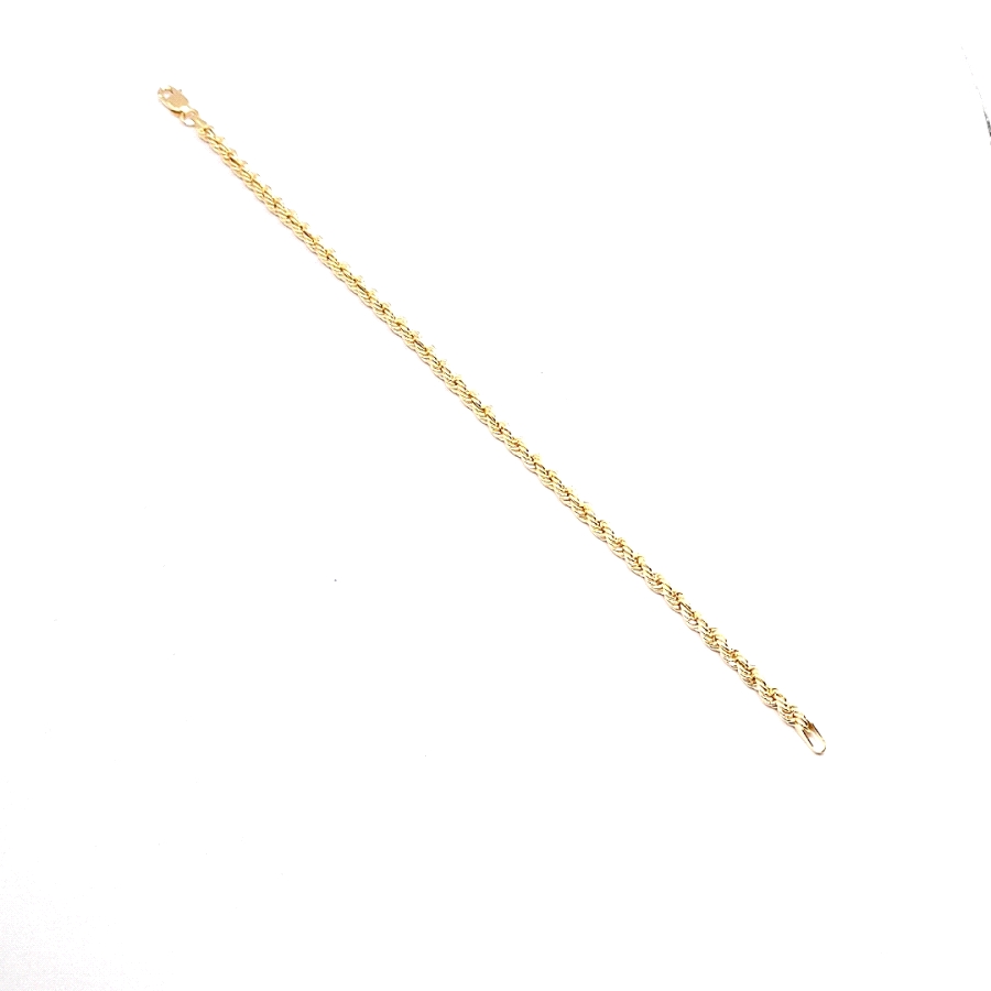 Especial pulsera de oro 18kts, modelo cordon diamantada en 19cm de largo con cierre mosqueton. 3.00grs.