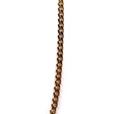 Clásica cadena de oro 18kts, modelo cubana también llamada barbada. Cadena plana maciza en 3mm de ancho eslabon. Largo de la cad