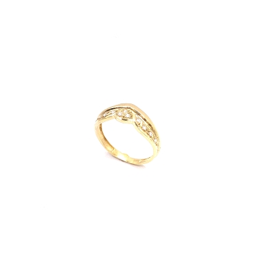 Anillo de oro 18kts con diseño diadema de reina en circonitas corte v. Un anillo precioso y  muy femenino . Talla 14. 1.70grs.