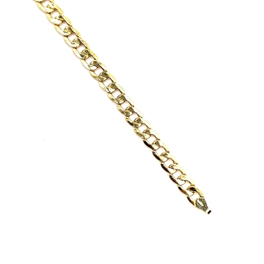 Pulsera de oro 18kts, modelo cubana, también llamada pulsera de eslabón barbada en 20 cm de largo y 5.6mm de ancho. Cierre mosqu