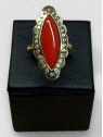 Anillo Oro 18K piedra coral. Peso 2.5g 2.54grs.