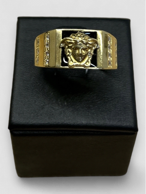 Anillo Oro 18K medusa negro. Peso 8.2g 8.20grs.