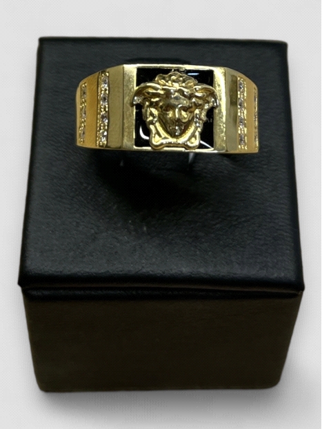 Anillo Oro 18K medusa negro. Peso 8.2g