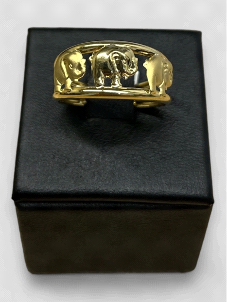 Anillo Elefantes oro18K. Peso 2g