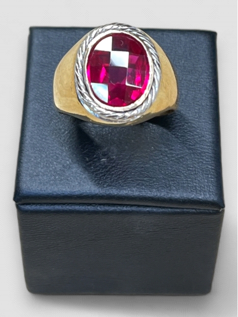 Anillo hombre estilo sello con rubí. Peso 15g