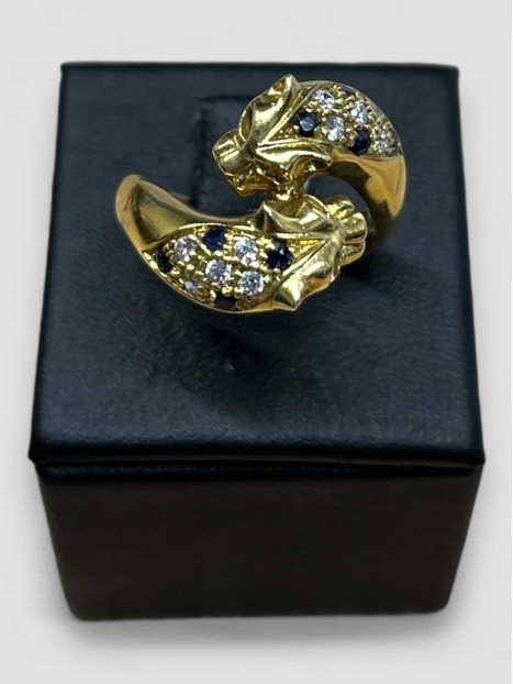 Anilo Doble Pantera oro 18K. Peso 8g